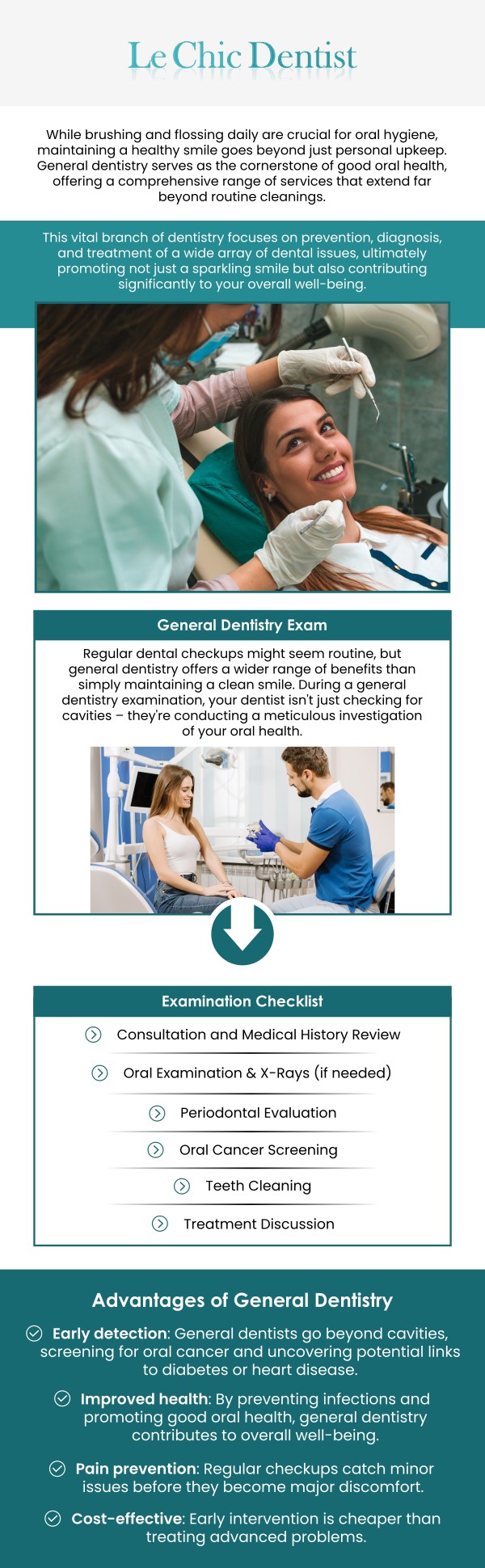 At Le Chic Dentist, we provide comprehensive general dentistry services tailored to your oral health needs. Whether you need a routine cleaning, a filling, or a more advanced procedure, Dr. Maryam Hadian, DDS, and her team are dedicated to delivering high-quality, compassionate care. Our clinic in Santa Monica is equipped with the latest dental technology to ensure that every procedure is as efficient and comfortable as possible. For more information, contact us or schedule an appointment online. We are conveniently located at 3755 Sawtelle Blvd, Los Angeles, CA 90066.